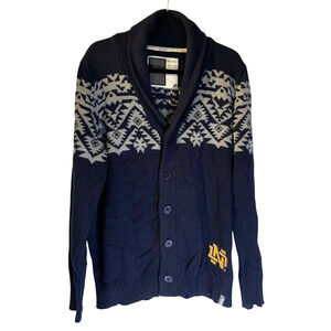 Bruzer Mens Notre Dame Fighting Irish Cardigan Sweater Size XXL Fair Isle Blue